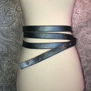 Eileen Fisher Metallic Gray Wrap Belt Size L